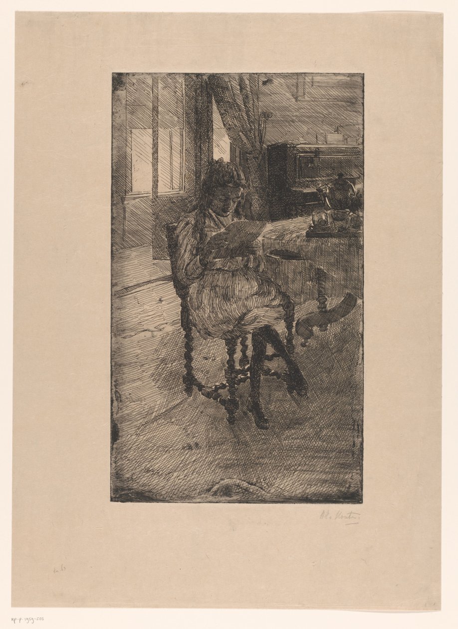 Mladá žena čtení od Barbara Elisabeth van Houten (signed by artist)