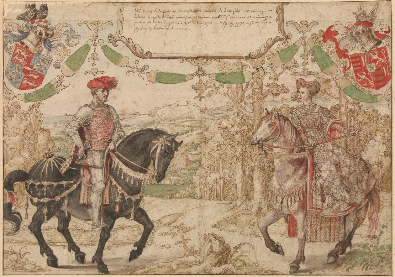 Johan IV van Nassau a jeho manželka Maria van Loon-Heinsberg od Barend van Orleay