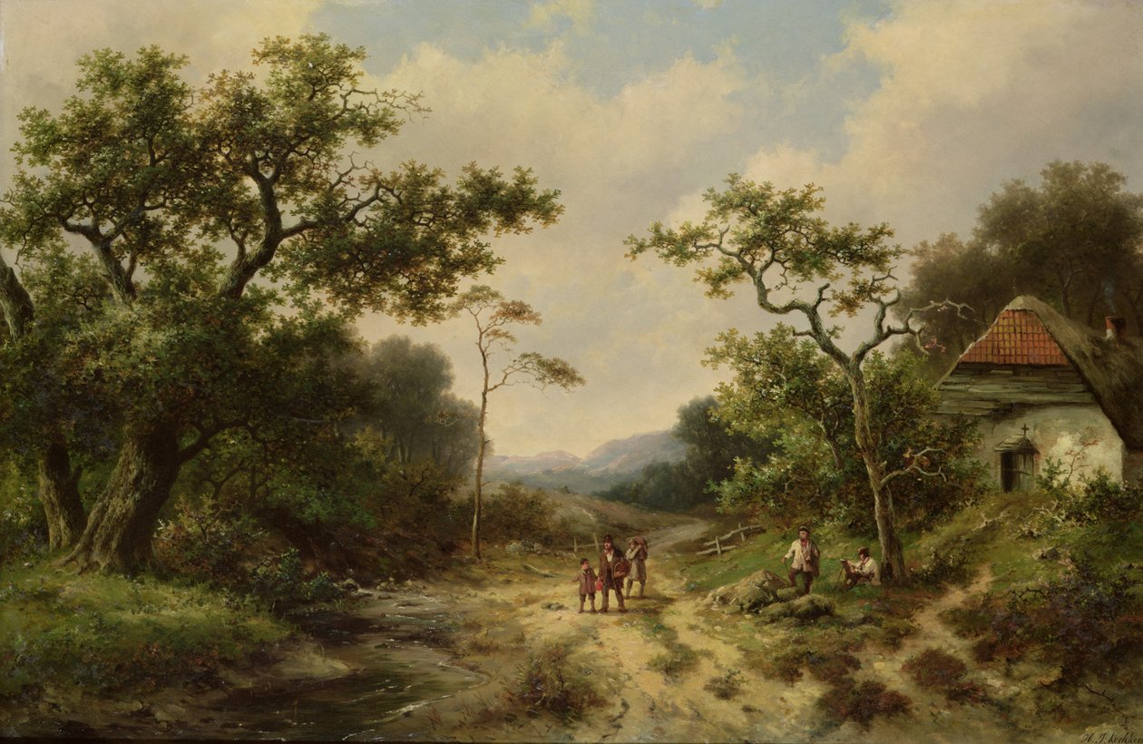 Venkovská krajina, 19. století od Barend Cornelis Koekkoek