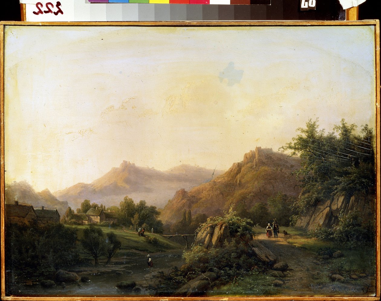 Krajina s cestou. Obraz Barenda Cornelise Koekkoeka (1803-1862). Olej na plátně. holandské umění. Muzeum umění M. Kroshitsky, Sevastopol (Sevastopol), Ukrajina od Barend Cornelis Koekkoek