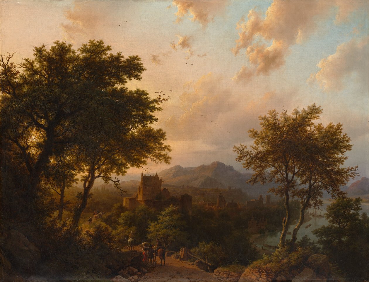 Západ slunce nad Rýnem, 1853. od Barend Cornelis Koekkoek