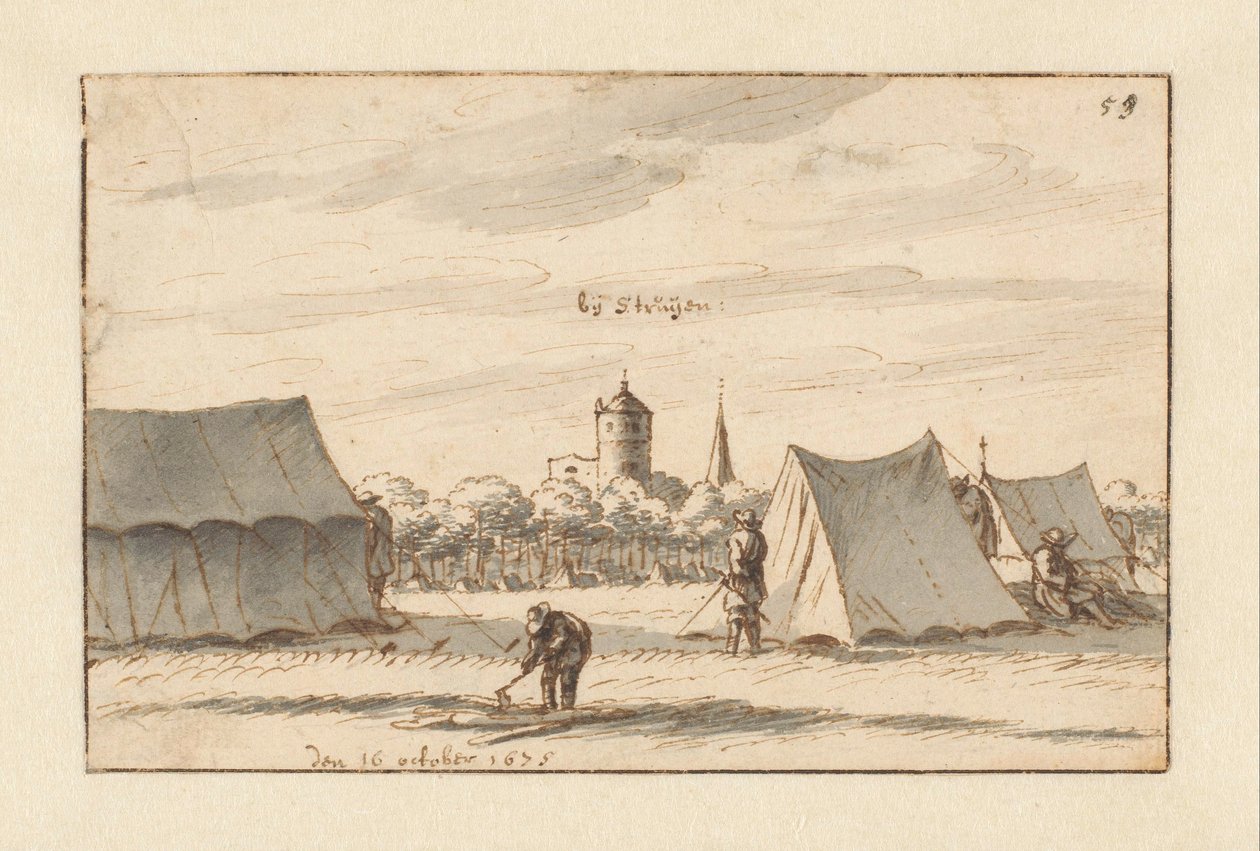 Tábořiště armády Willema III poblíž Sint-Truiden, Limburg od Barend Klotz (attributed to)