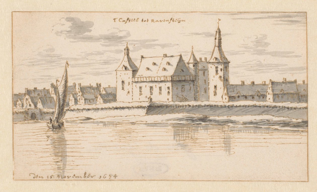 Pohled na hrad Ravenstein, Severní Brabantsko od Barend Klotz (attributed to)