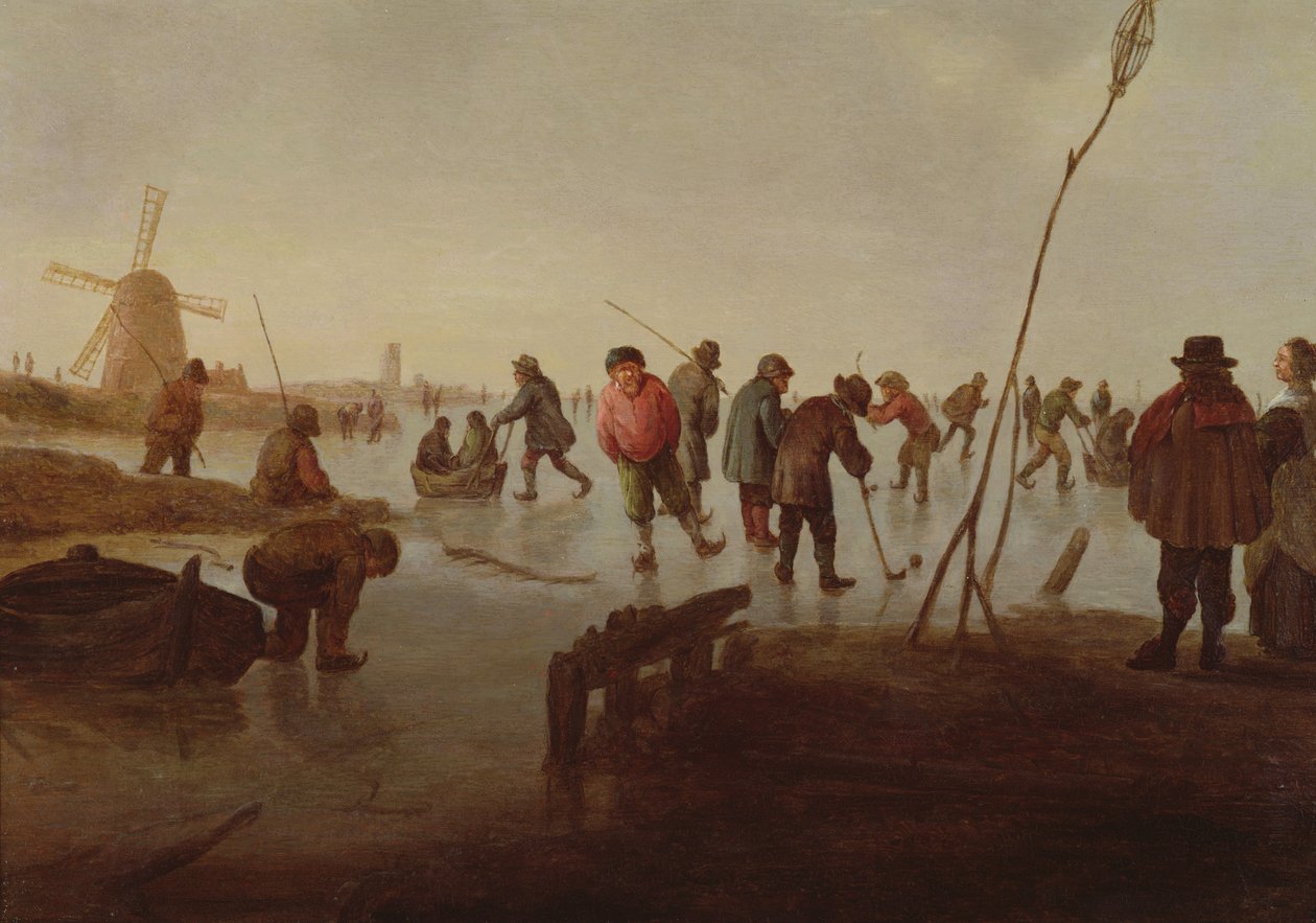 Krasobruslení na Frozen Waterway, 17. století od Barent Avercamp