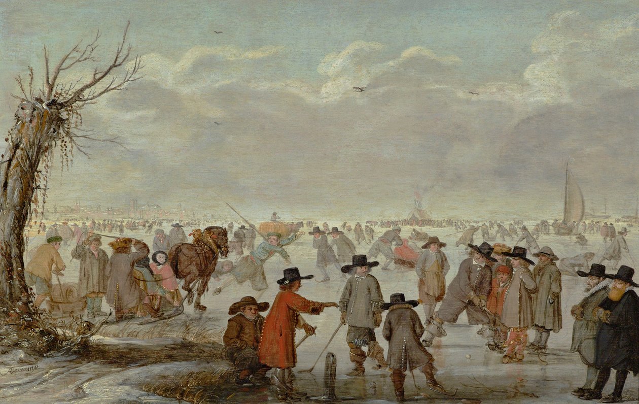 Hry na ledě 1654 (olej na desce) od Barent Avercamp