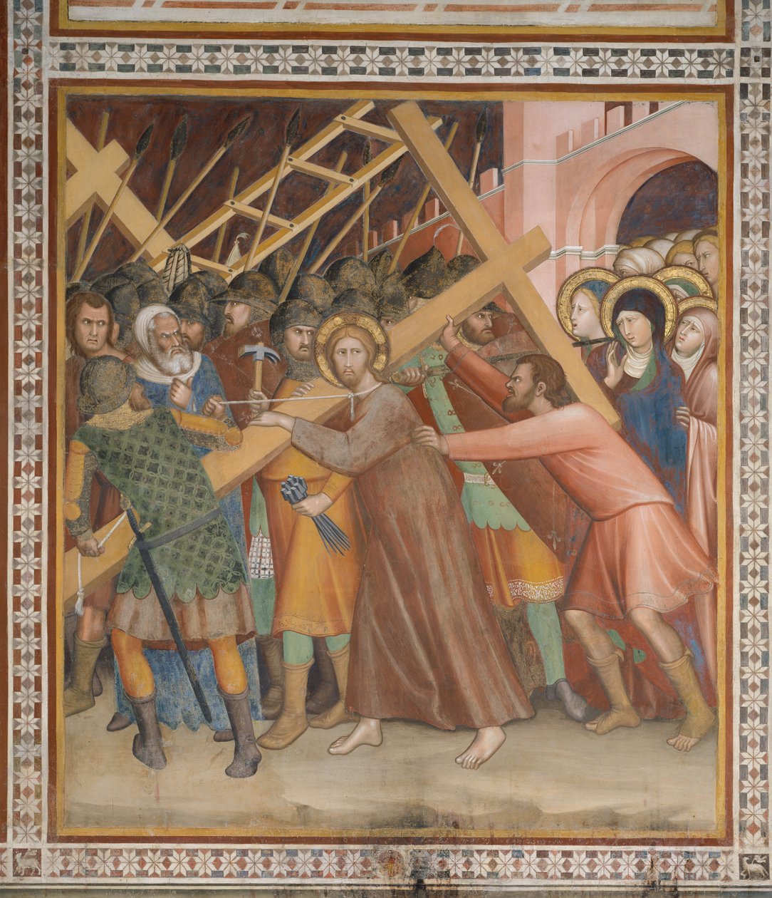 Scéna z Nového zákona: Nesení kříže (freska) od Barna da Siena