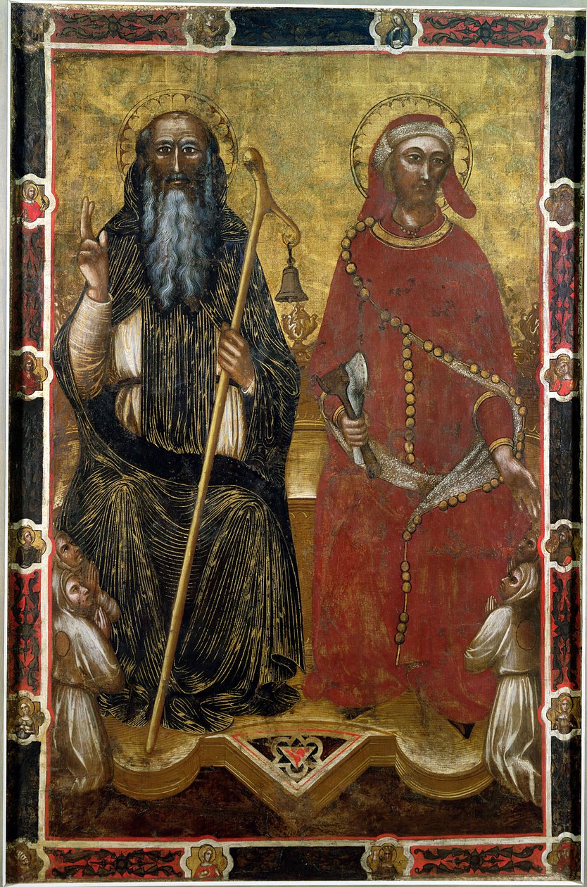 Saints Anthony Abbot a Eligius - Malovaný procesní prapor od Barnaba da Modena