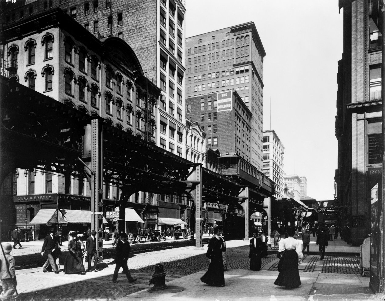Vyvýšené tratě na Wabash Avenue, Chicago, Illinois, USA od Barnes and Crosby
