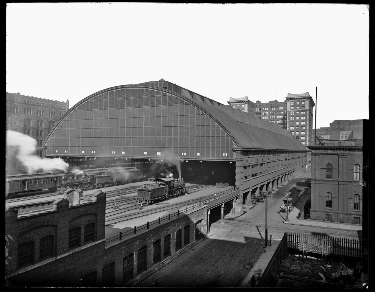 LaSalle Street Station, Chicago, Illinois, USA, cca 1905 (černobílá fotografie) od Barnes and Crosby
