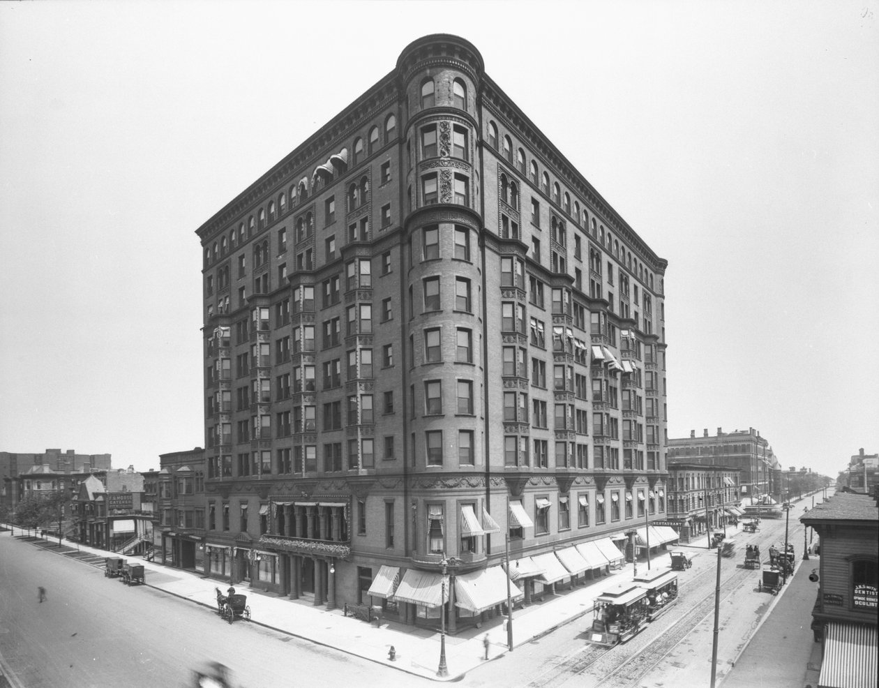 Lexington Hotel, Chicago, Illinois, USA, cca 1905 (černobílá fotografie) od Barnes and Crosby