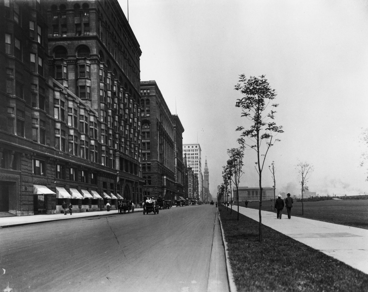 Michigan Avenue, Chicago, Illinois, USA, cca 1905 (černobílá fotografie) od Barnes and Crosby