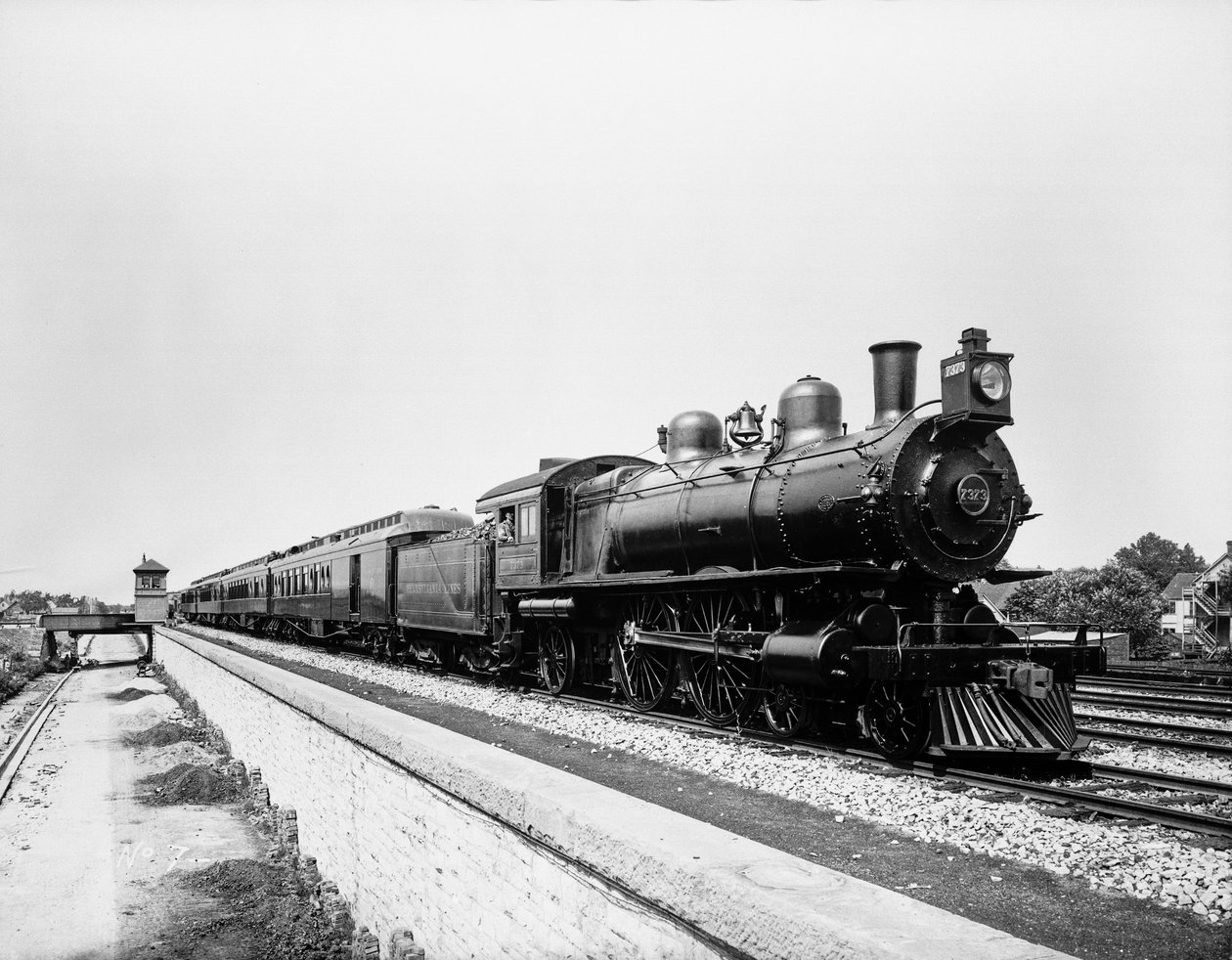 Pennsylvania Limited train, Chicago, Illinois, USA, kolem roku 1908 (černobílá fotografie) od Barnes and Crosby