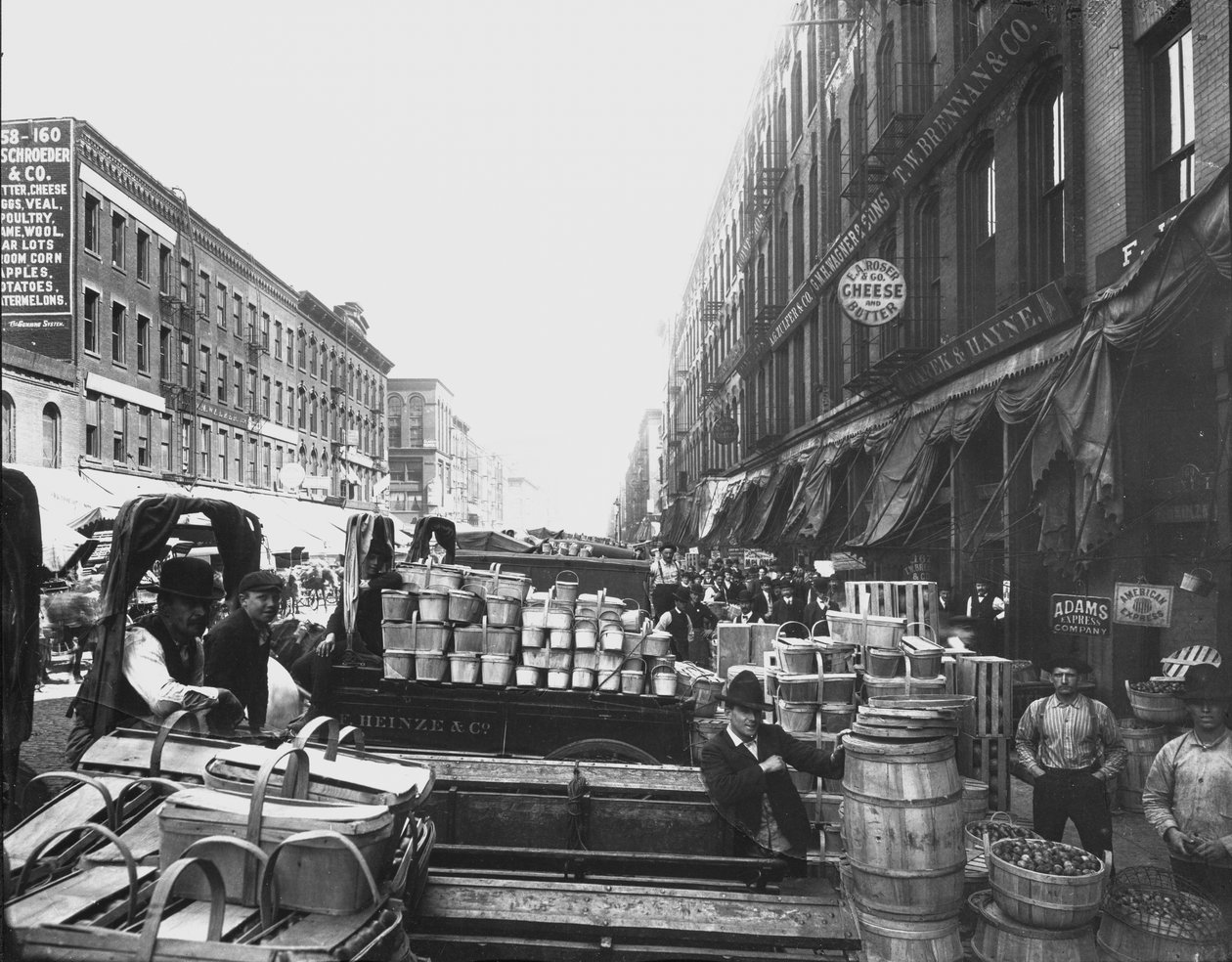 South Water Street Market, Chicago, Illinois, USA, cca 1905 (černobílá fotografie) od Barnes and Crosby