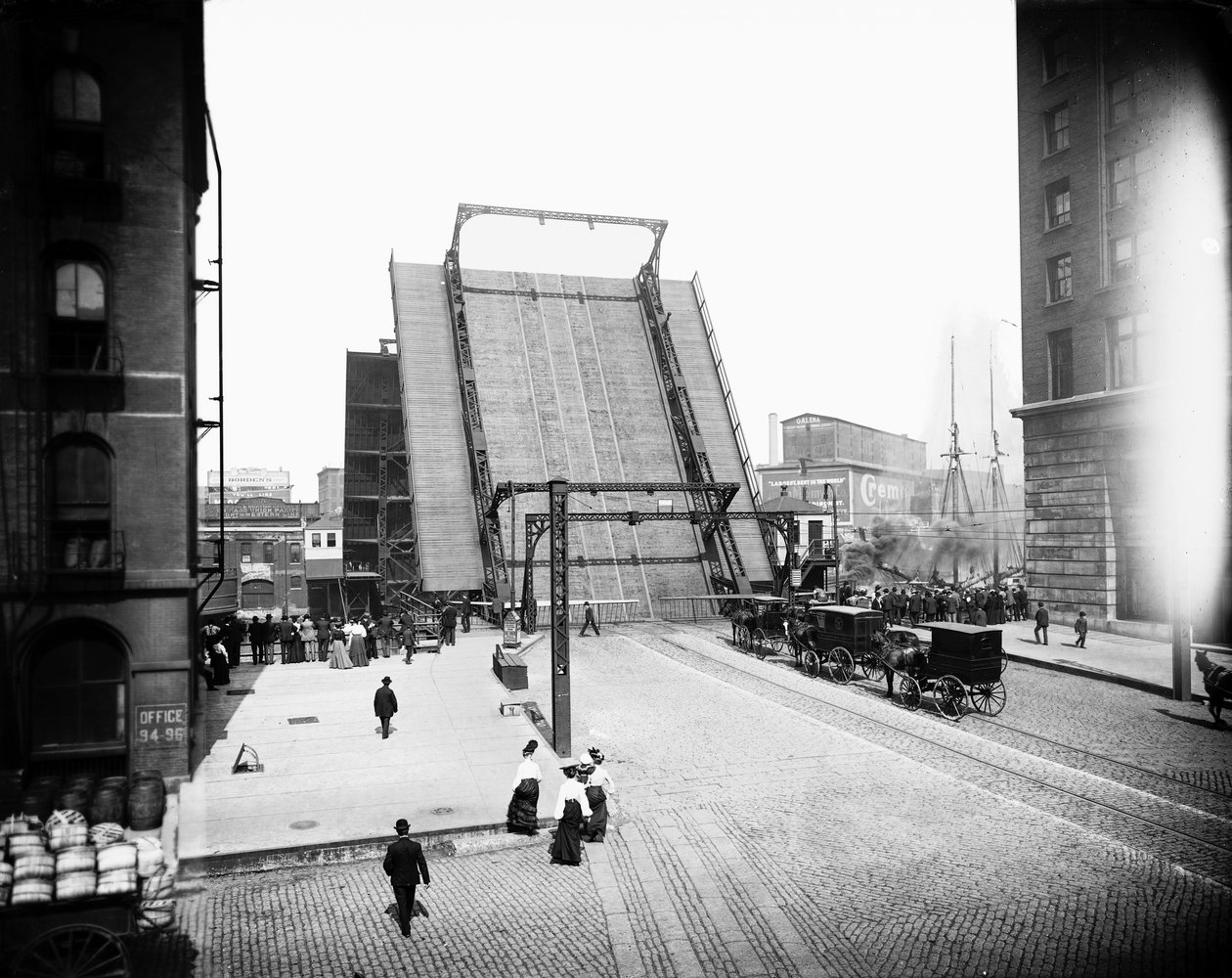 State Street Bridge, Chicago, Illinois, USA, cca 1905 (černobílá fotografie) od Barnes and Crosby
