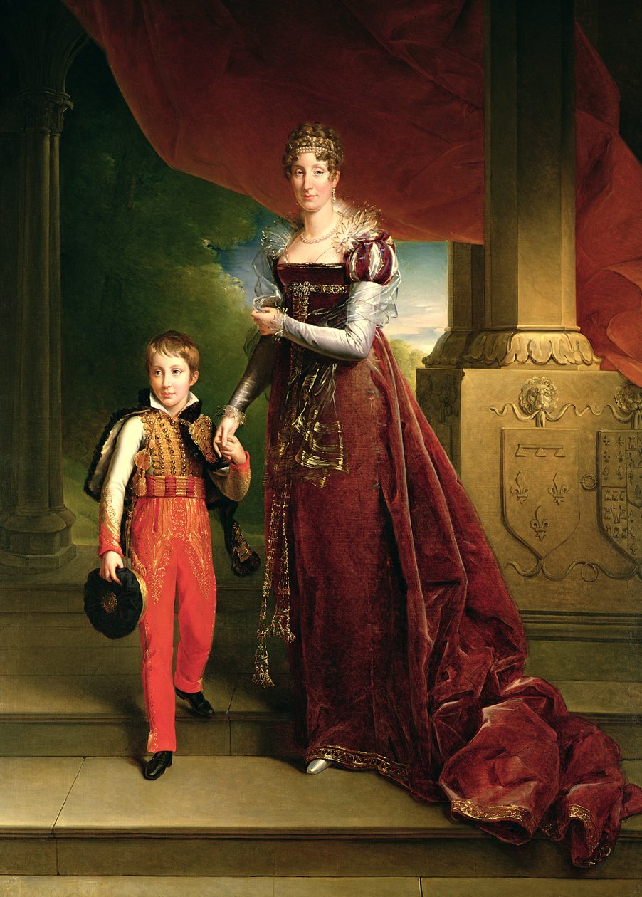 Marie Amélie de Bourbon (1782-1866), vévodkyně orleánská, a její syn, princ Ferdinand (1810-42), vévoda ze Chartres od Baron François Pascal Simon Gérard