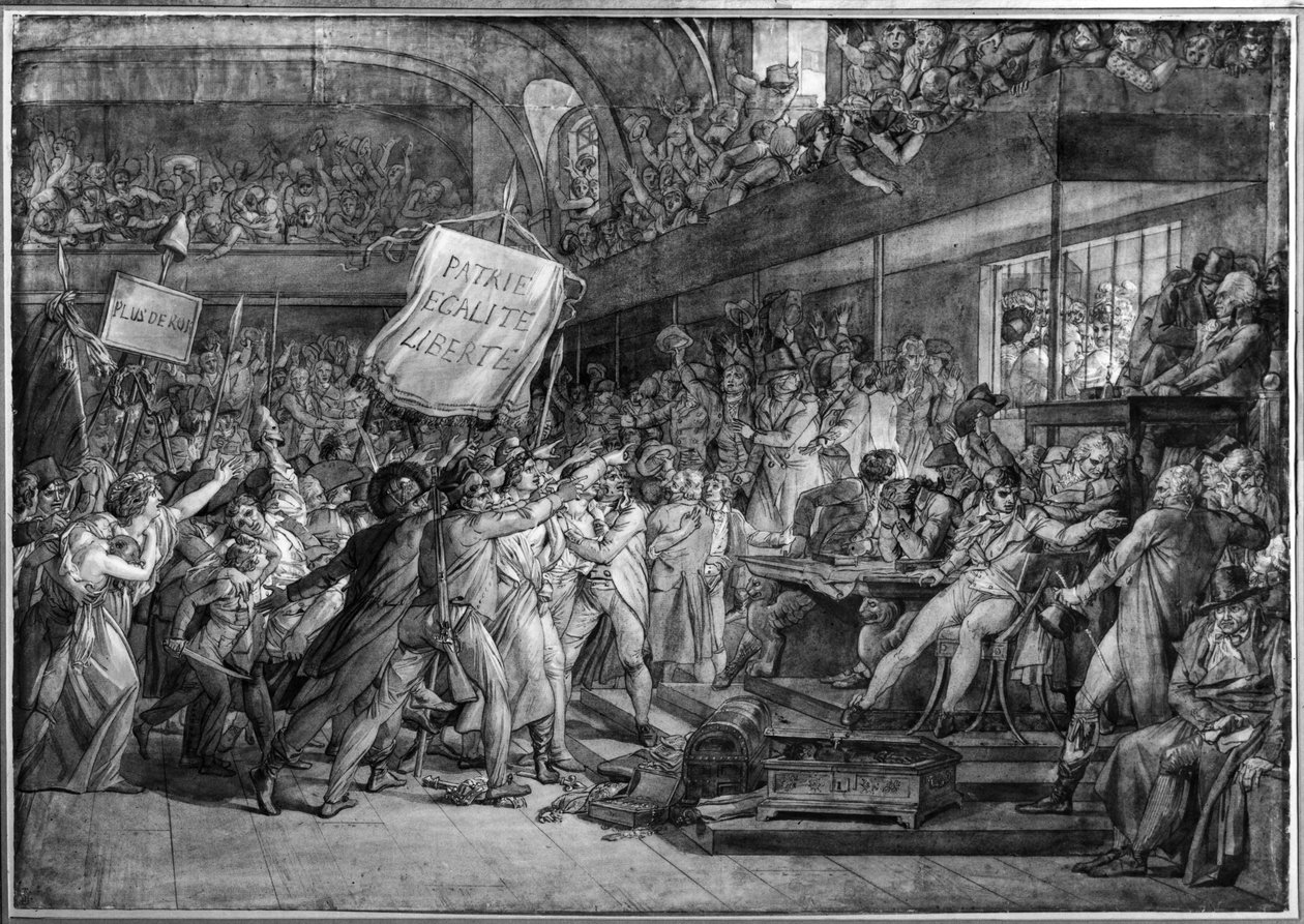 Pařížští útočí na Tuileries 10. srpna 1792 (pero a inkoust a mytí na papíře) od Baron François Pascal Simon Gérard
