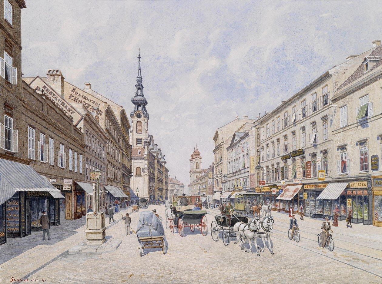 Vnitřní Mariahilferstrasse od Baron Raimund von Stillfried