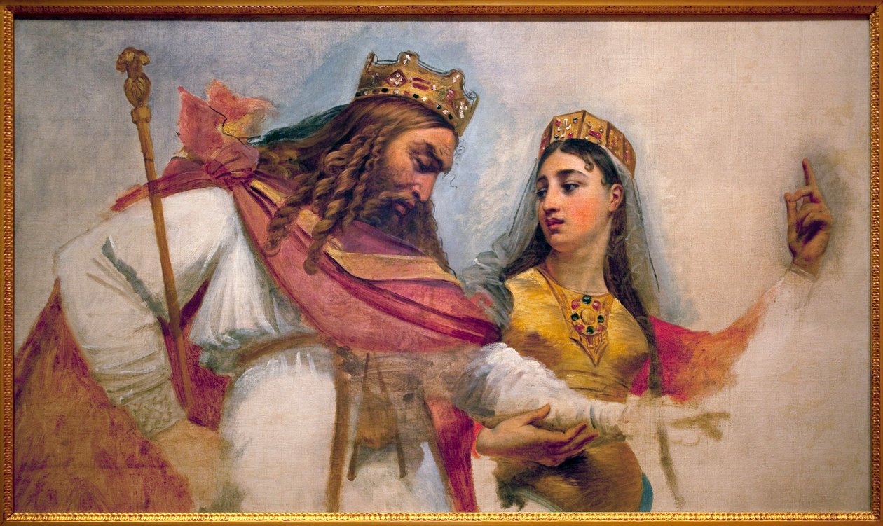 Clovis a Clothilde; Chlodvík I., král Franků (466-511) a jeho manželka Clothilde (St Clothilde) (475-545), která ho obrátila na katolickou víru. od Baron Antoine Jean Gros