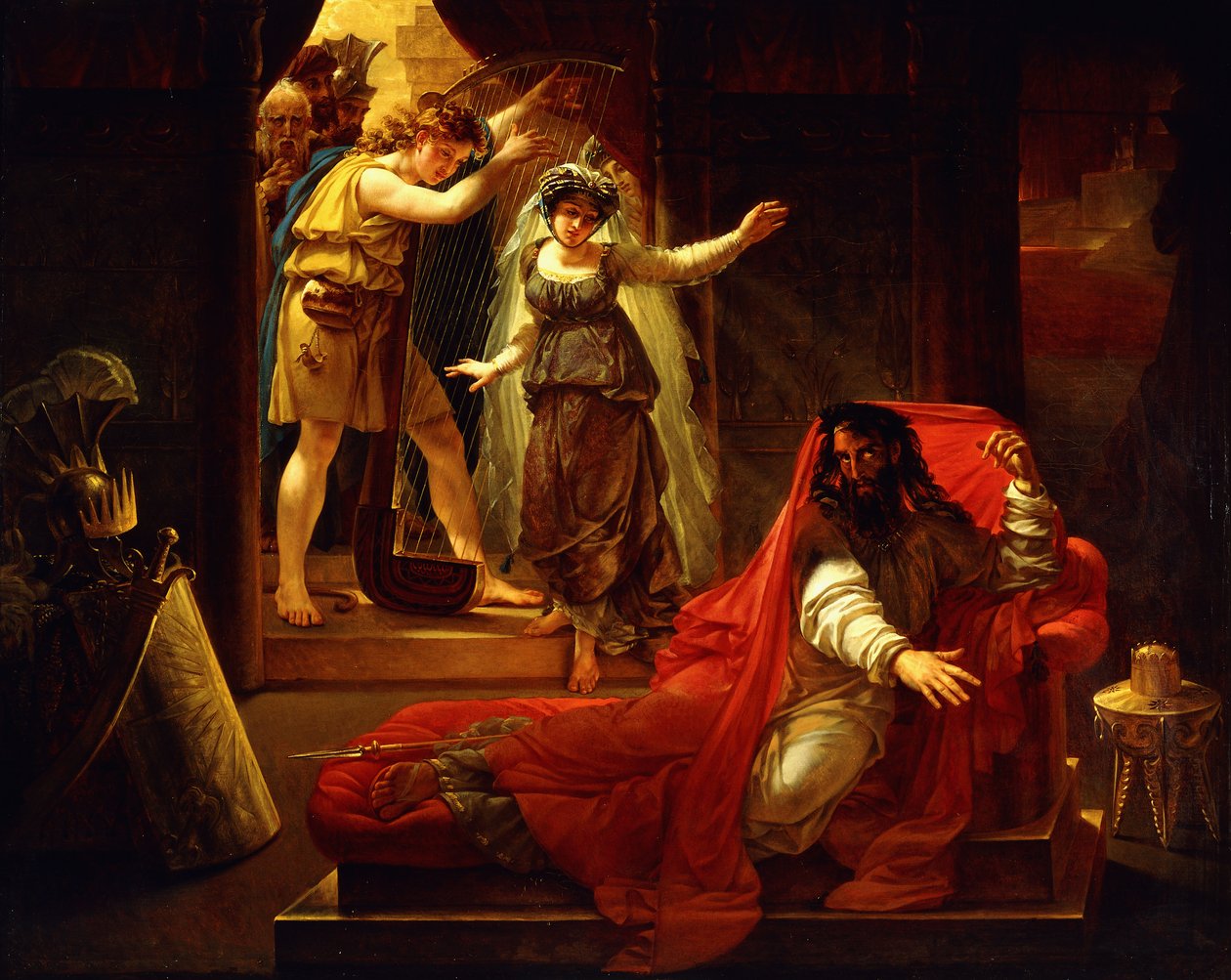 David hraje na harfu pro krále Saula, od Baron Antoine Jean Gros