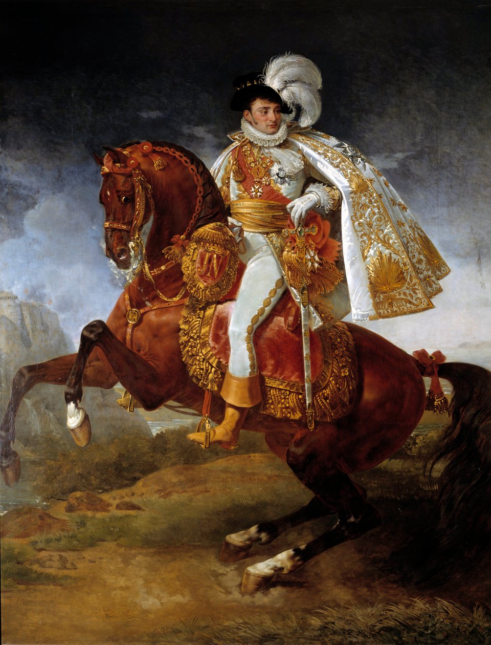 Jezdecký portrét Jeroma Bonaparta (1784-1860) Vestfálský král Obraz Antoine Jean Gros (1771-1835) 1808 Ne. 3,21x2,65 m - Jezdecký portrét Jeronýma Bonaparta (1784-1860), vestfálského krále. Obraz Antoine Jean Gros (1771-1835), kal od Baron Antoine Jean Gros