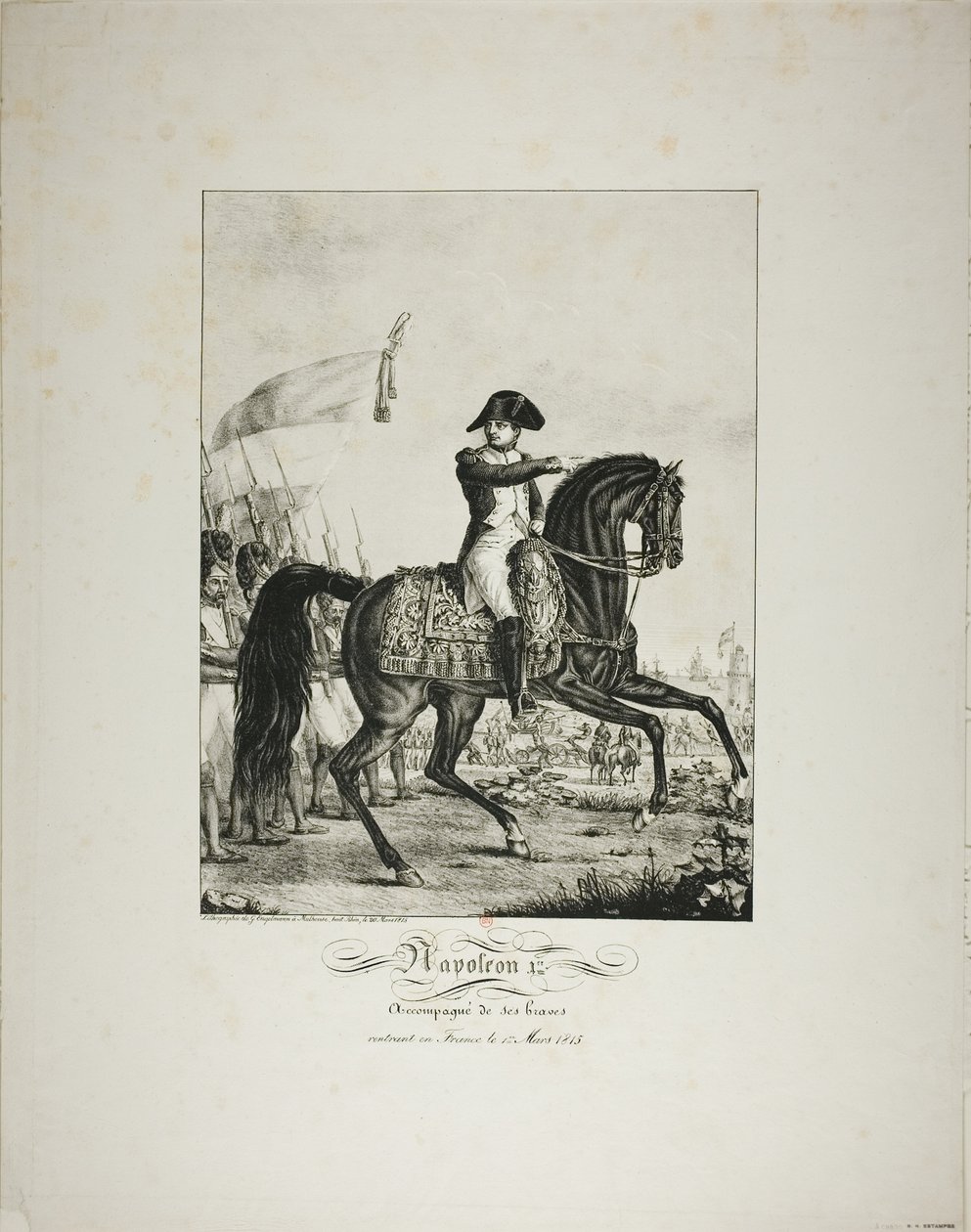 Napoleon v doprovodu svých dobrých mužů se 1. března 1815 vrací do Francie od Baron François Pascal Simon Gérard