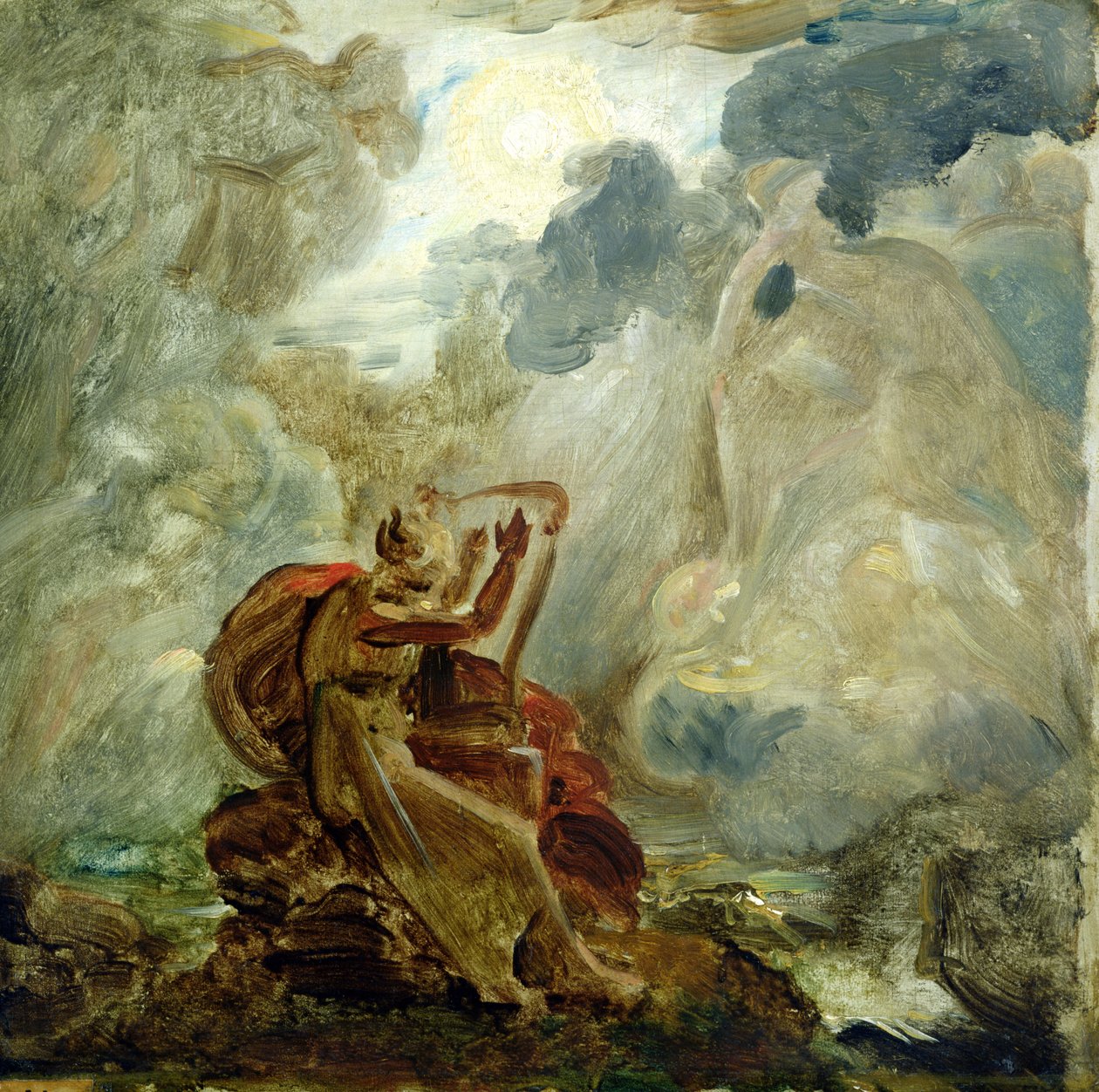 Ossian vyvolává duchy svou harfou na břehu řeky Lora, kolem roku 1811 (viz 146776) od Baron François Pascal Simon Gérard