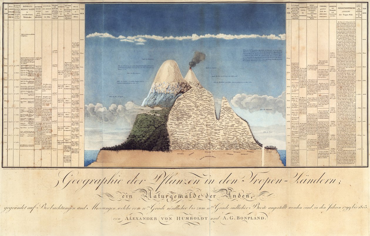 Geografie rostlin v tropických zemích, Studie And, kreslil Schoenberger und Turpin, tisk Langlois, Paříž od Baron Friedrich Alexander von Humboldt