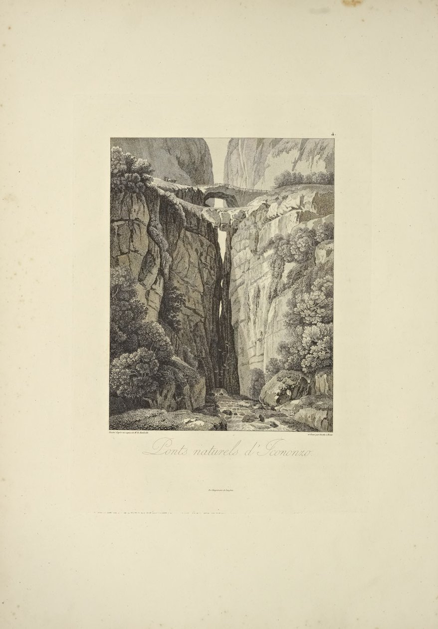 Natural Bridges of Icononzo, ilustrace z "Vues des Cordillères et Monumens des Peuples Indigènes de l"Amérique" od Alexandra von Humboldta a Aime Bonpland, 1813 od Baron Friedrich Alexander von Humboldt
