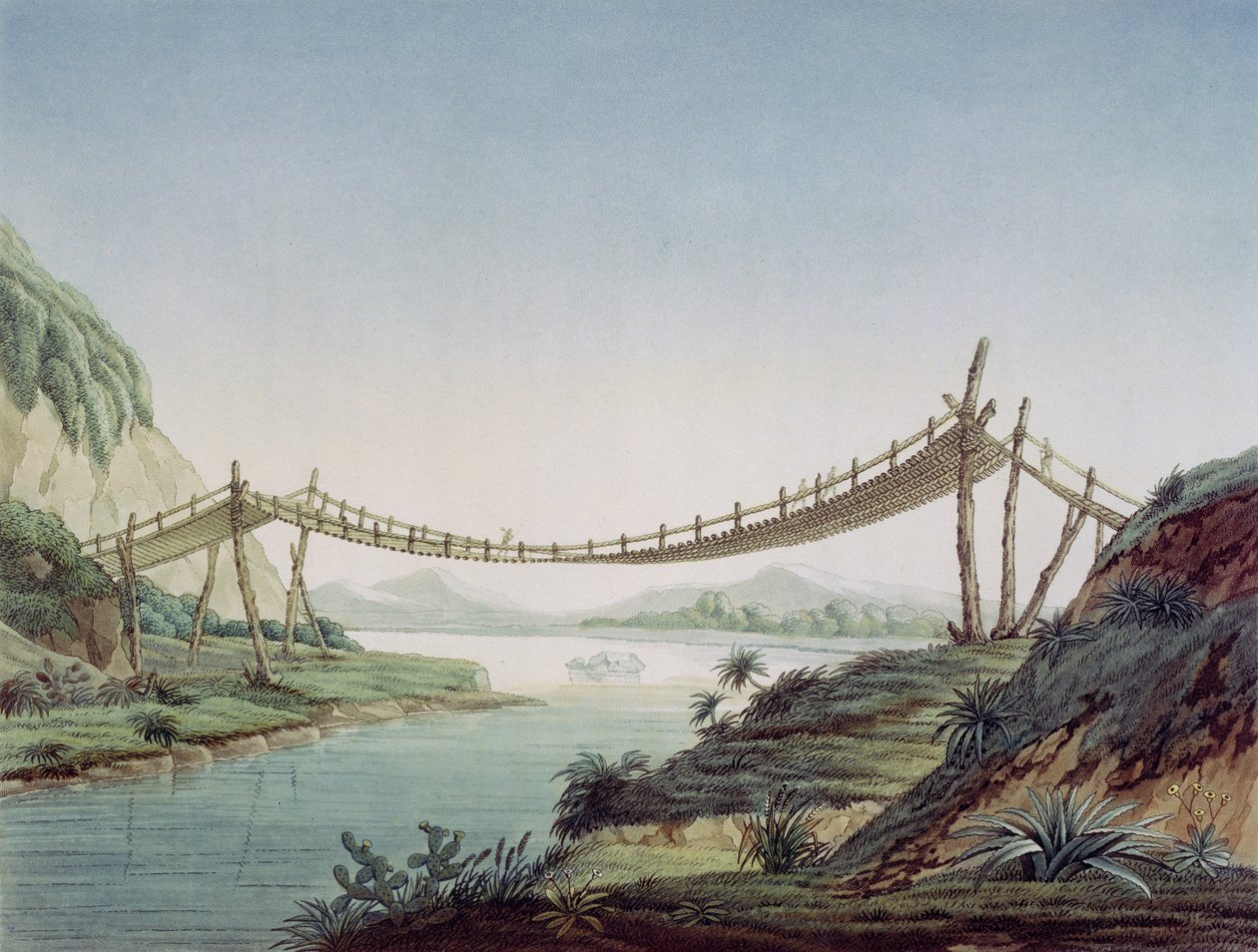 Provazový most u Penipe přes řeku Chambo, Mexiko, 1810 od Baron Friedrich Alexander von Humboldt