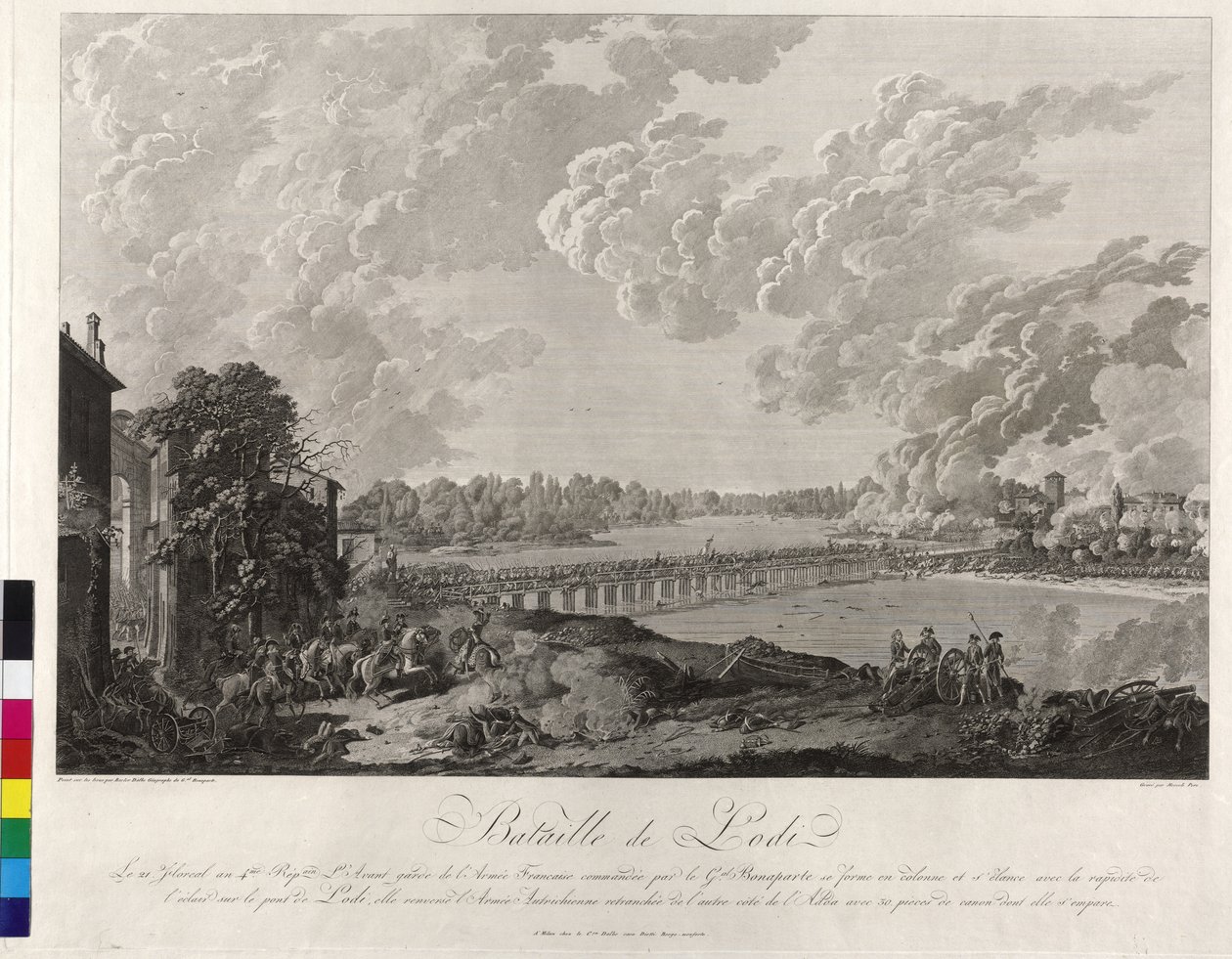 Bitva u Lodi 1796 (mědirytina) od Baron Louis Albert Bacler d