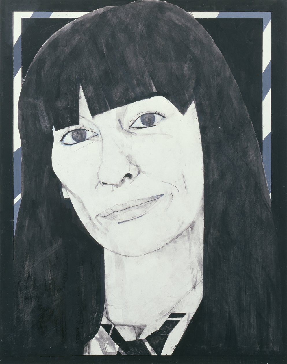 Portrét Beryl Bainbridge, ilustrace pro Cosmopolitan, 70. léta (kvaš na palubě) od Barry Fantoni