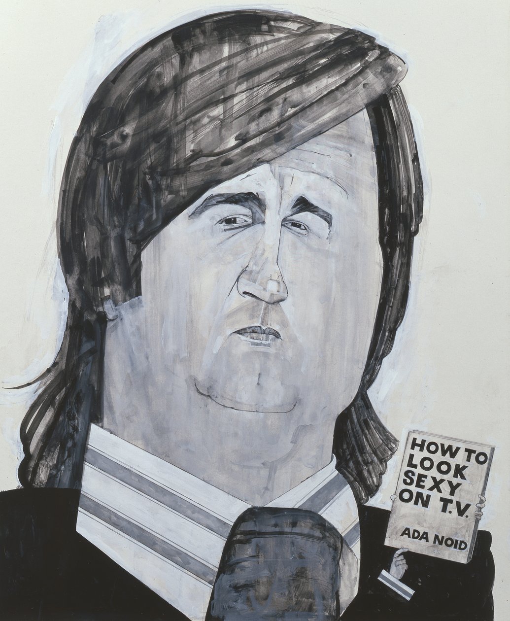 Portrét Melvyna Bragga, ilustrace pro The Listener, 70. léta (kvaš na palubě) od Barry Fantoni