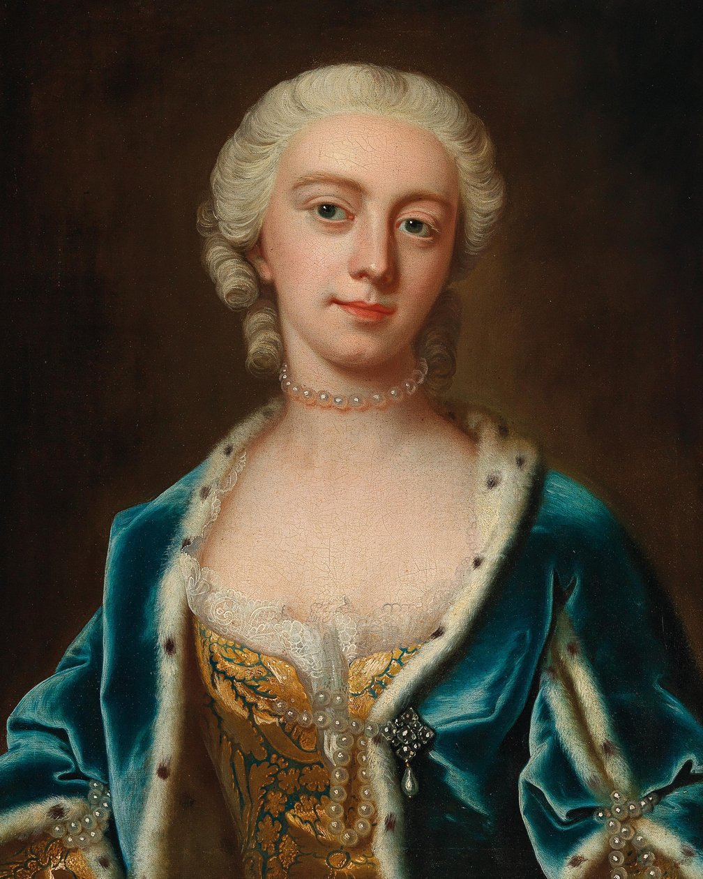 Portrét Augusty Saxe-Gotha 1719-1772, princezny z Walesu, polovina 18. stol. od Barthelemy Du Pan