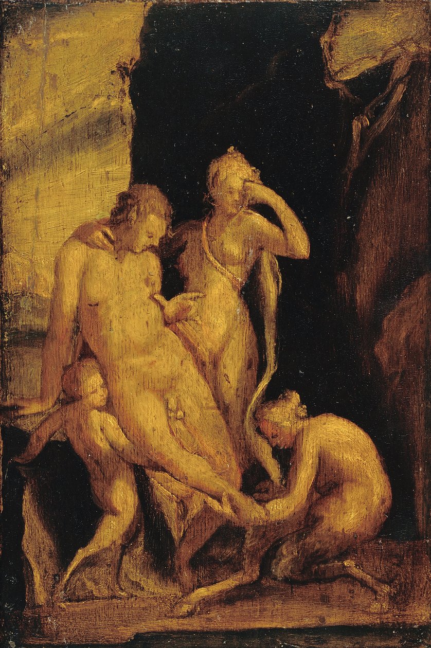 Faun s raněnou nohou od Bartholomaeus Spranger