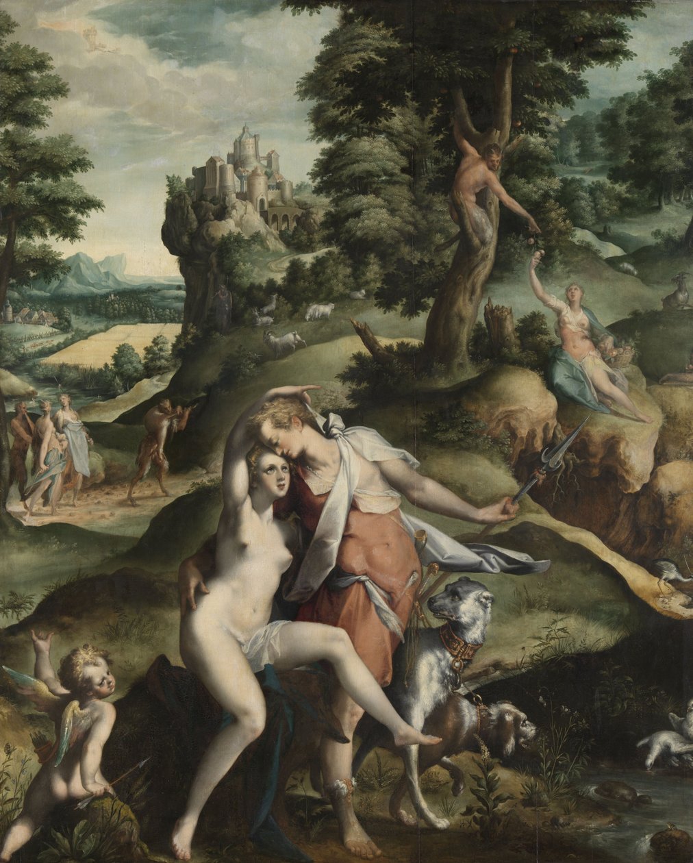 Venuše a Adonis, asi 1585-90 od Bartholomaeus Spranger