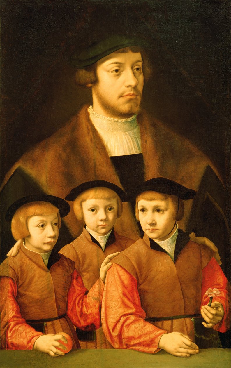 Portrét muže a jeho tří synů, konec 30. let 16. století – začátek 40. let 16. století od Bartholomaeus Bruyn