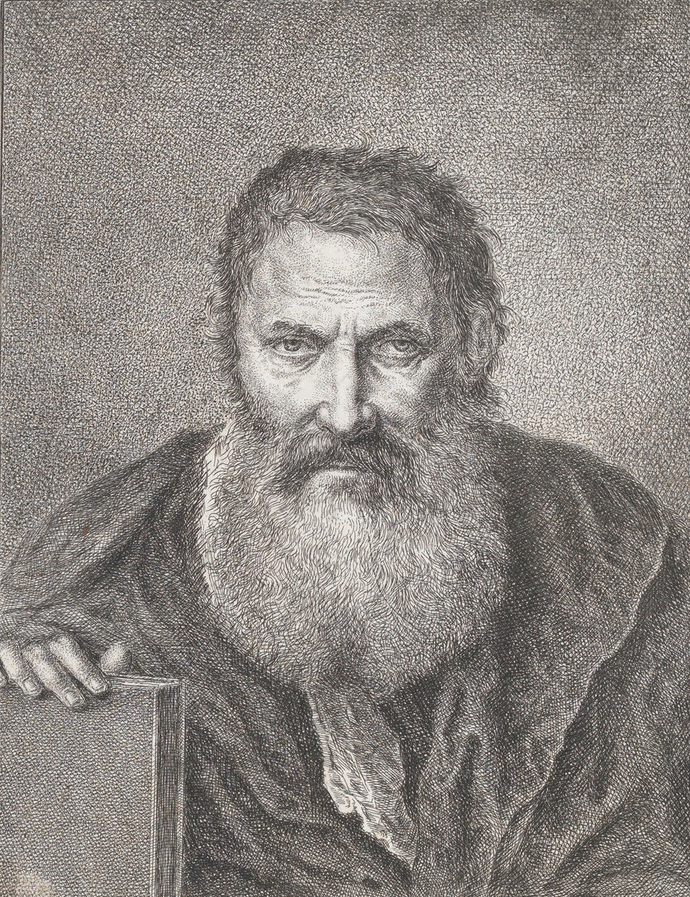 Portrét vousatého muže, který držel knihu, ca. 1750-1815. od Bartholomaeus Ignaz Weiss