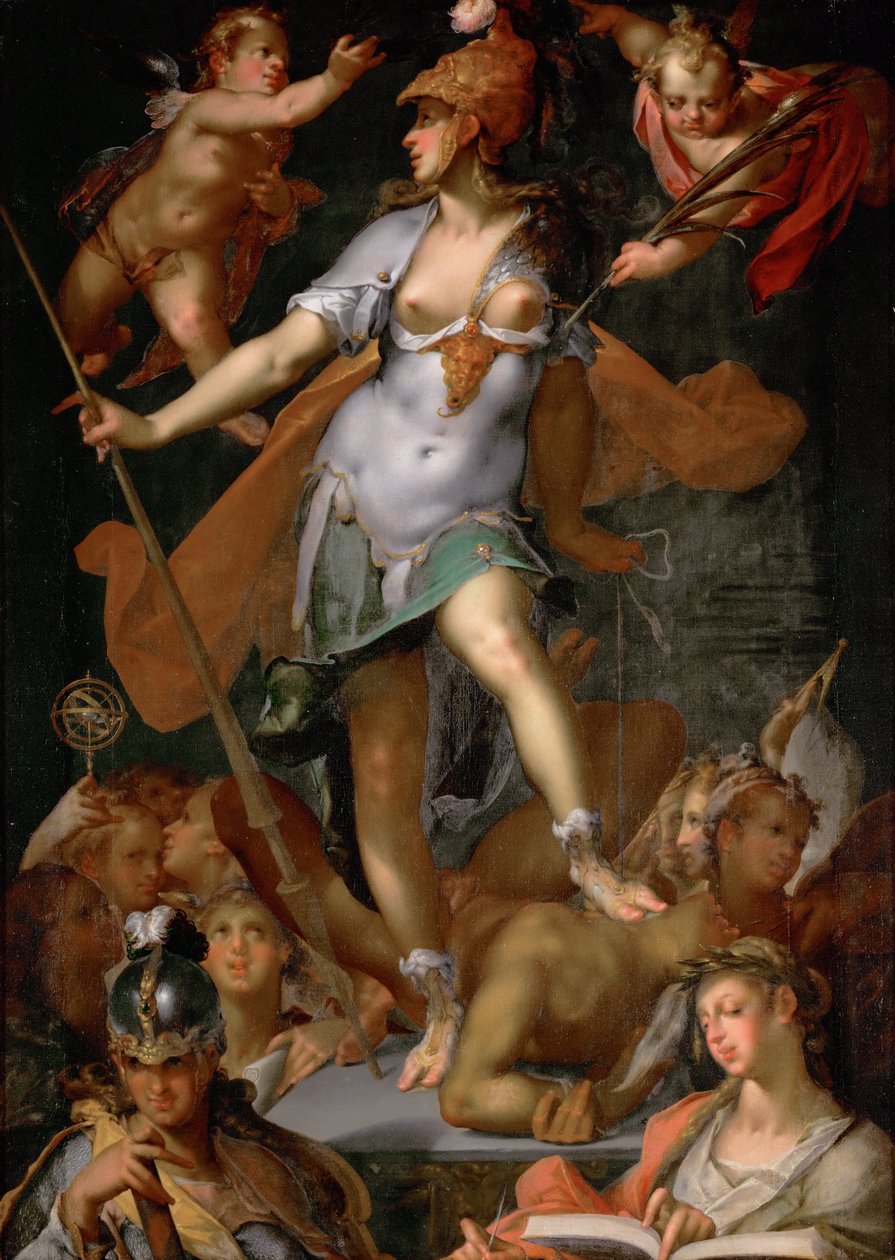 Minerva vítězná nad nevědomostí, cca 1591 od Bartholomaeus Spranger