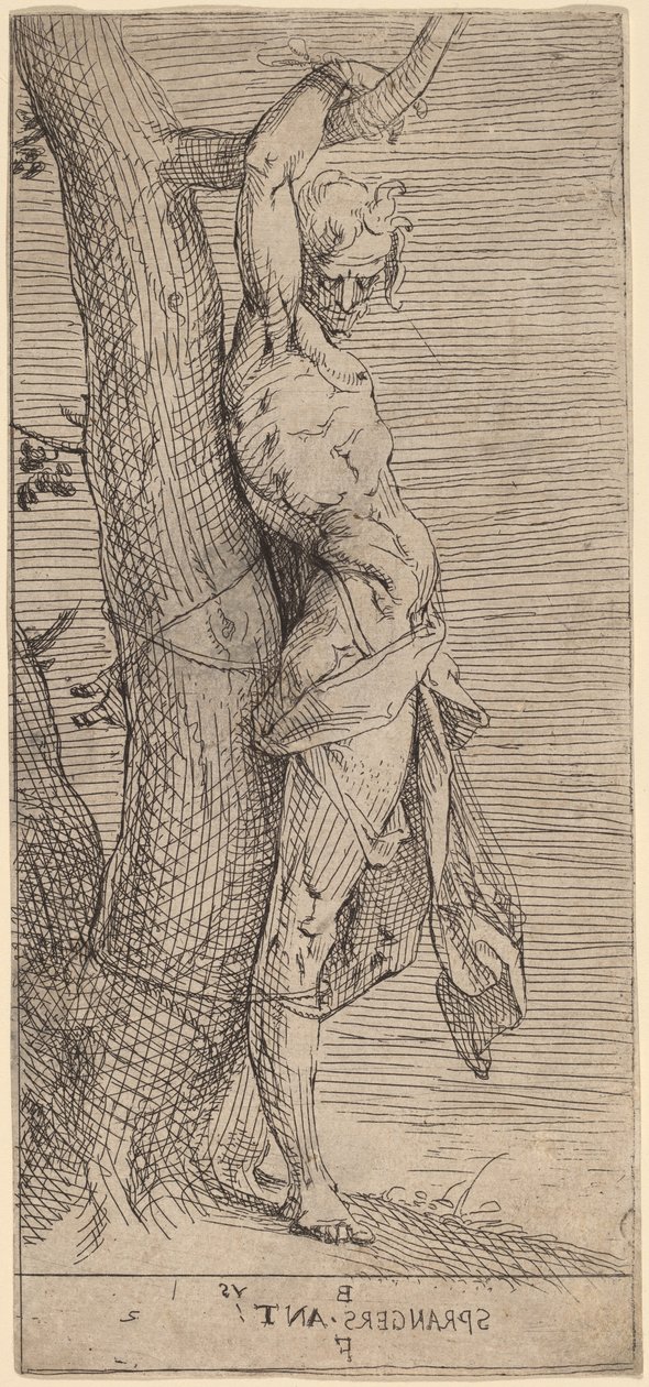 Svatý Šebestián, přivázaný ke stromu od Bartholomaeus Spranger