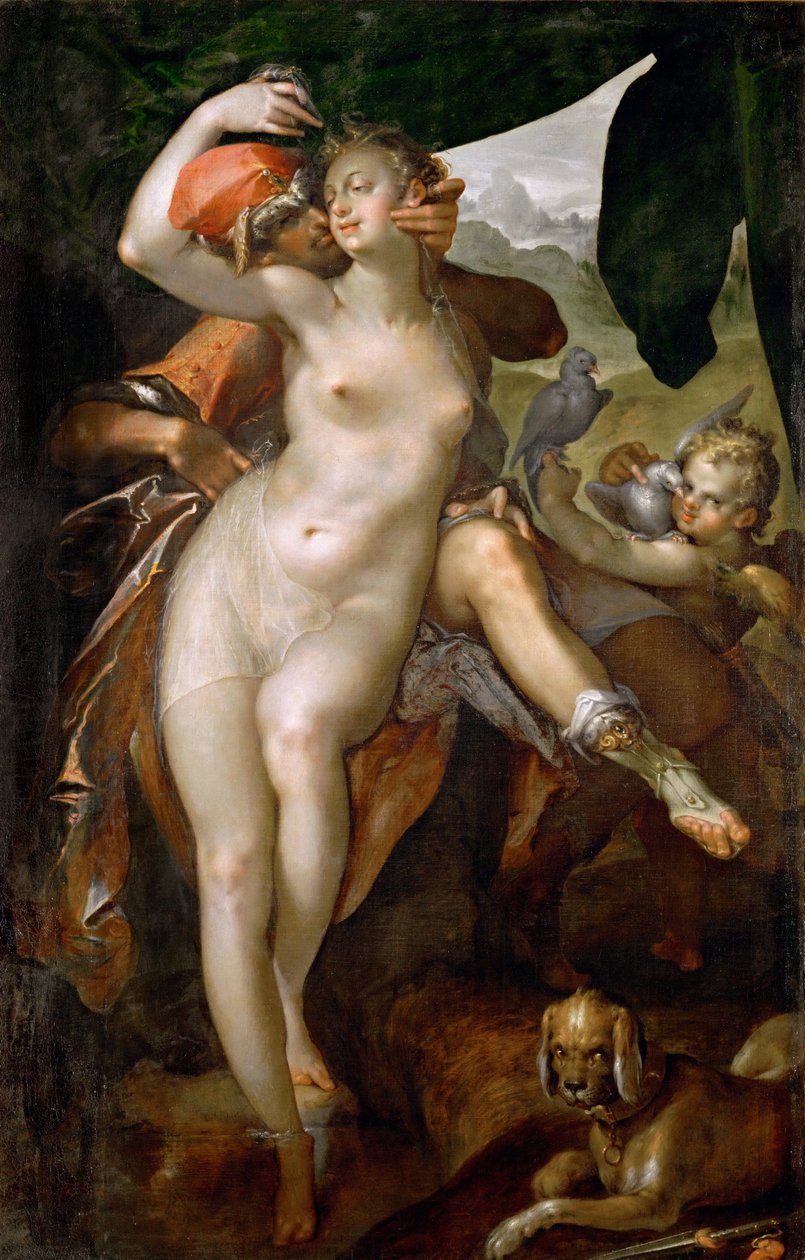 Venuše a Adonis, asi 1595-1597 od Bartholomaeus Spranger