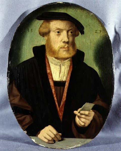 Portrét mladého muže v pláštěnce s kožešinou od Bartholomaeus the Elder Bruyn