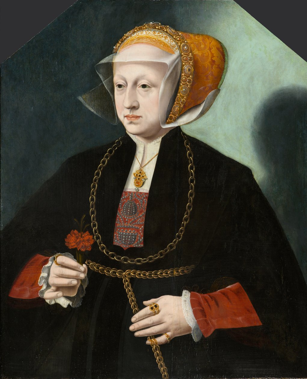 Portrét manželky Heinricha Crüdenera, cca 1580-1590 (olej na desce) od Bartholomaus the Younger Bruyn