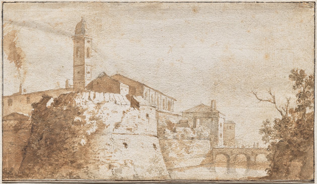 Pohled na Bracciano s kostelem S. Maria Assunta od Bartholomeus Breenberg