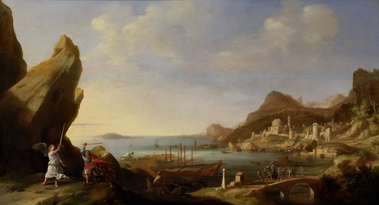 Pobřežní krajina s Balámem a oslem, 1634 od Bartholomeus Breenbergh