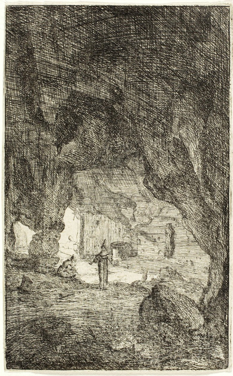 Grotto and Friars, z Ruiny Říma od Bartholomeus Breenbergh