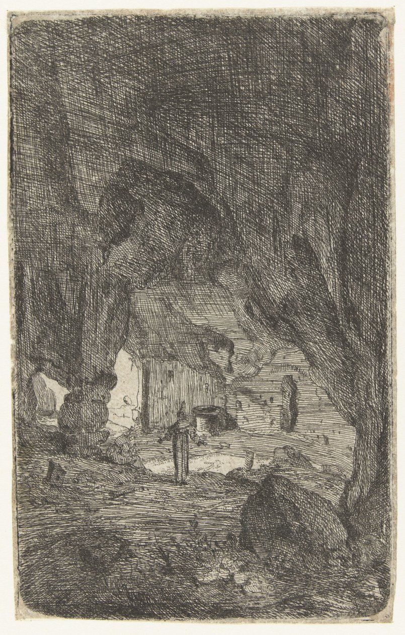 Interiér jeskyně Jeskyně ve Valmontane. Římské ruiny (název série) Verscheyden vstoupil do zchátralé budovy Soo jako koupený Romen (název série) od Bartholomeus Breenbergh