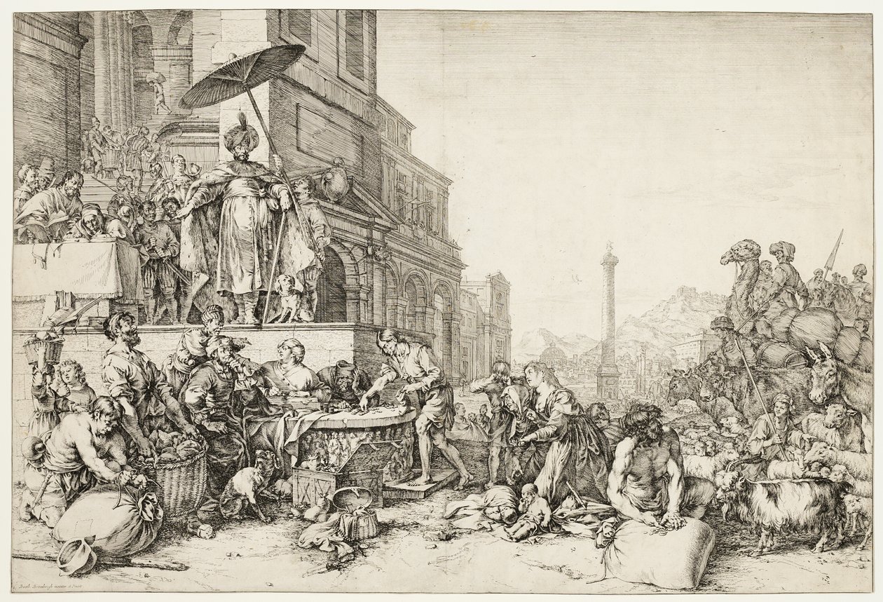 Joseph distribuující obilí do Egypta od Bartholomeus Breenbergh