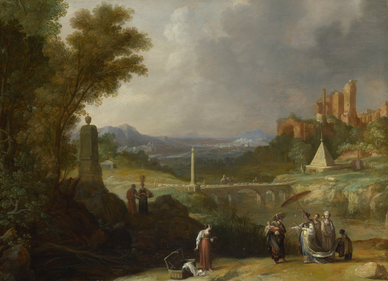 Nalezení malého Mojžíše dcerou faraonů, 1636 od Bartholomeus Breenbergh