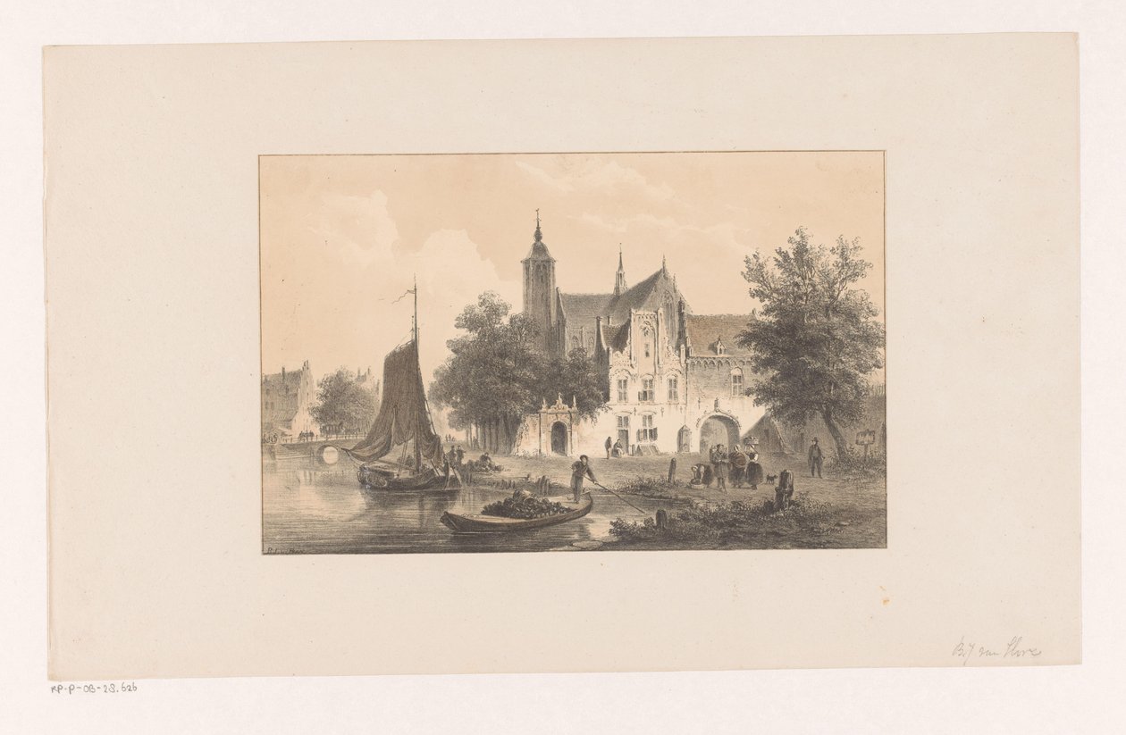 Panoráma města s řekou a kostelem od Bartholomeus Johannes van Hove