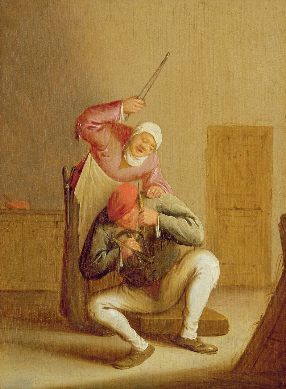 Žena bijící svého manžela od Bartholomeus Molenaer